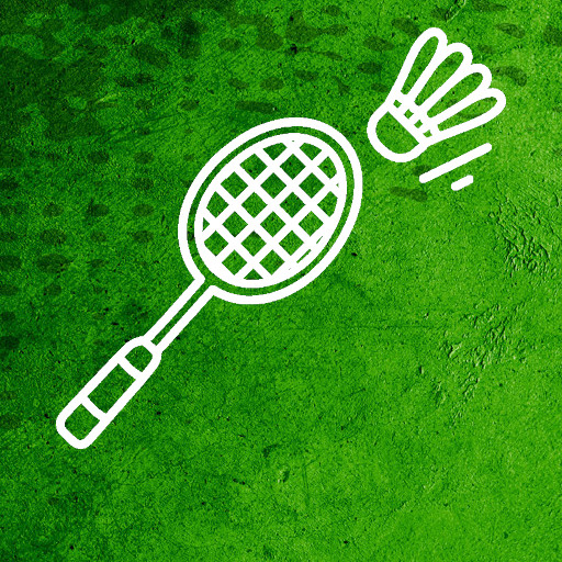 Weißes Strichzeichnung auf grünem Grund für die Sportart Badminton