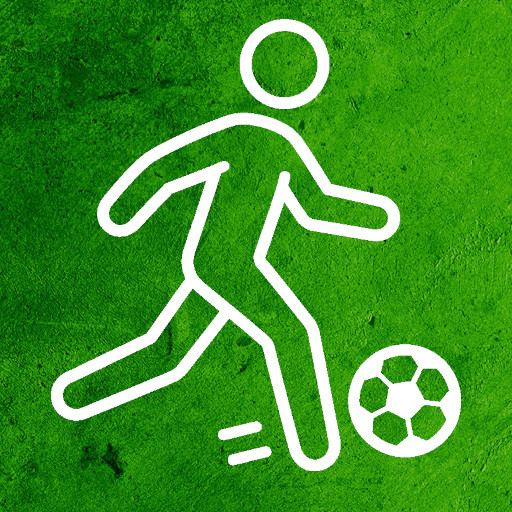 Weißes Strichzeichnung auf grünem Grund für die Sportart Fußball
