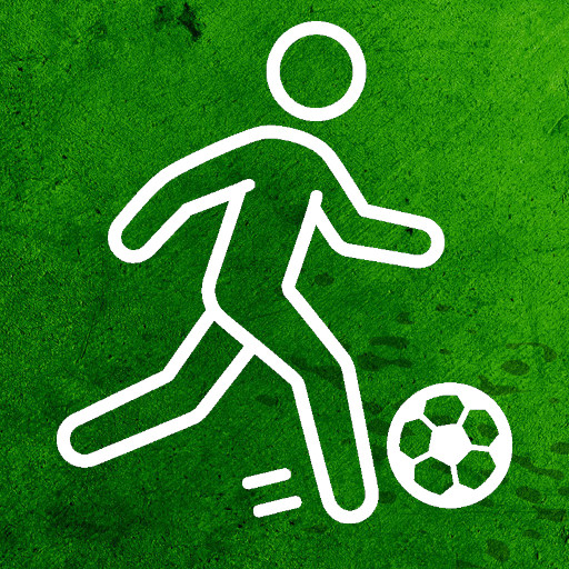 Weißes Strichzeichnung auf grünem Grund für die Sportart Fußball