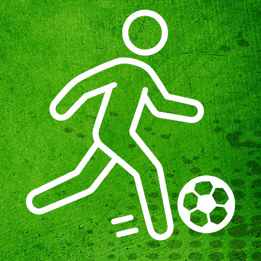 Weißes Strichzeichnung auf grünem Grund für die Sportart Fußball